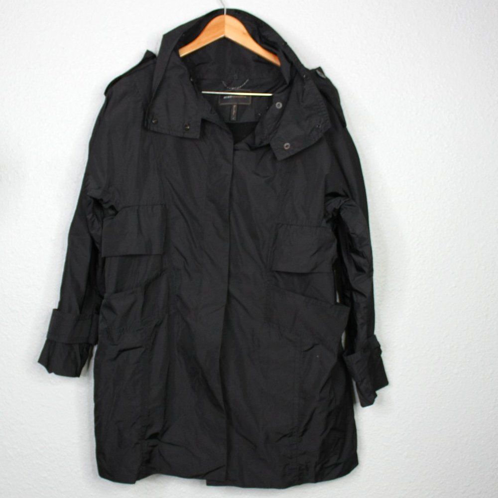 BCBG MAXAZRIA Black Nylon Two Piece Trench Coat sz S